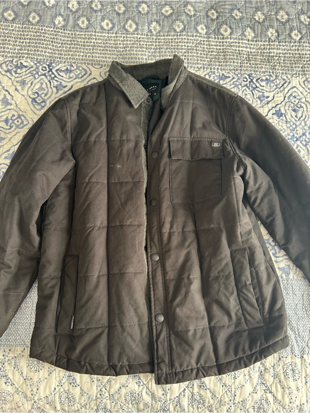 Billabong Men's Quilted Dark Brown Puffer Jacket